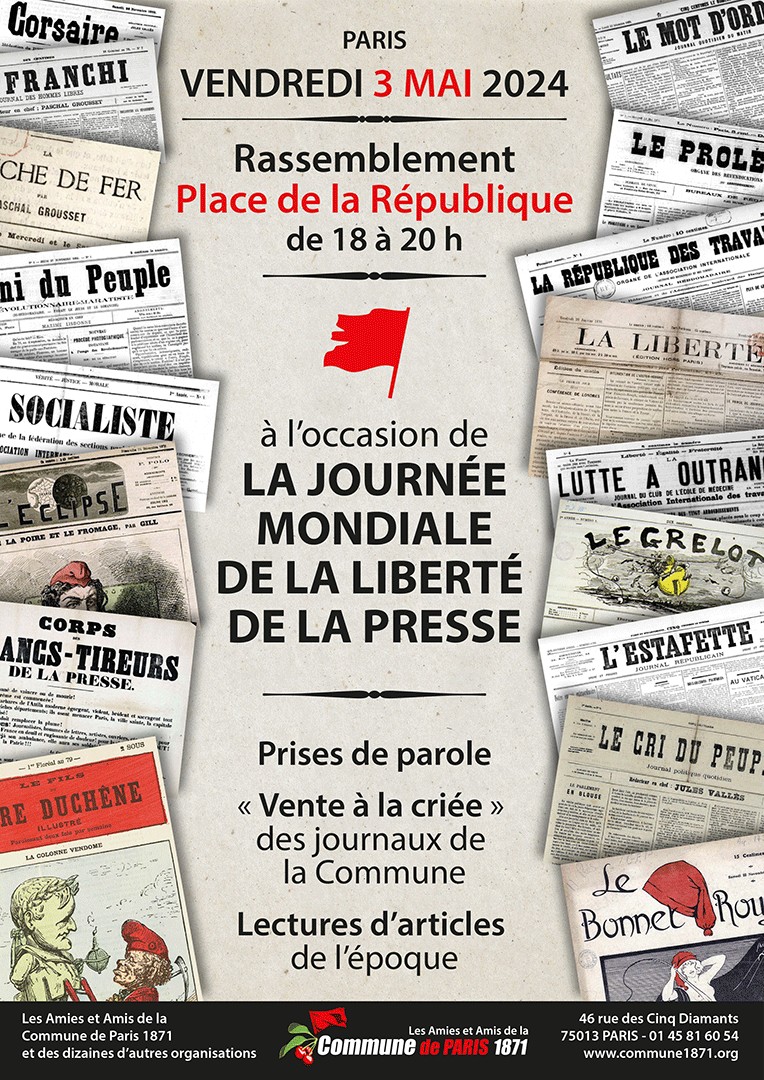 Journée mondiale de la liberté de la presse - Appel au rassemblement place de la République le 3 mai 2024