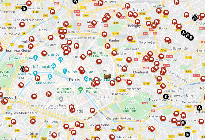 Cliquer pour voir les voies portant le nom d'un ou une communard-e