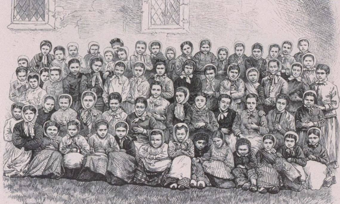 Filles de l'école de La Baroche, estampe, 1889 - source : Gallica-BnU