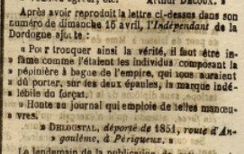 « L’Écho de la Dordogne » , journal peu favorable à la Commune qui relate les événements de Périgueux, du jeudi 20 avril 1871
