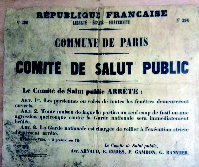 Affiche de la Commune N° 396 du 23 mai 1871 du Comité de salut public (Document provenant des archives d’Amand Gautier (1825-1894), proposé par Rosine Gautierr)
