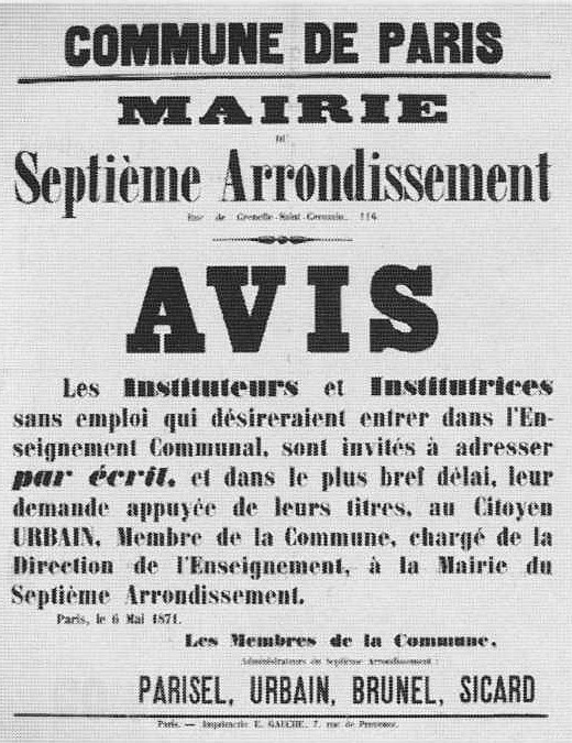 fig. 5 : Avis du 6 mai 1871. (source : Gavroche N° 152)
