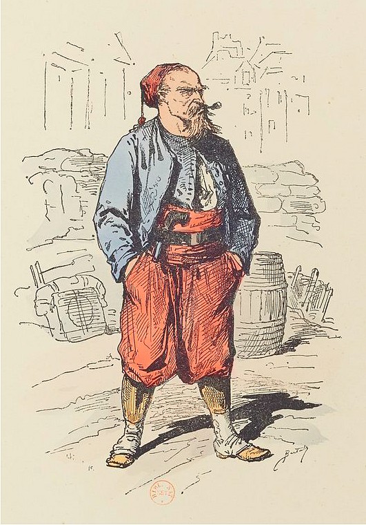 Bertall, « Les Communeux de Paris. 1871. Types, physionomies, caractères.».  - Pl. n° 14 - Zouave communeux.