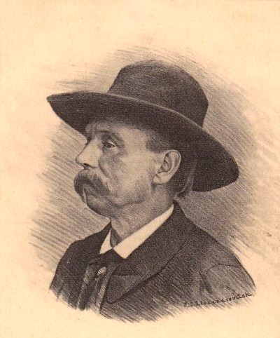 Portrait de Jean-Baptiste Clément (1836-1903) auteur de la célèbre chanson "Le Temps des cerises", dessin de A. J. Alexandrovitch. (vers 1907) - (Édition de la librairie de l’Humanité)