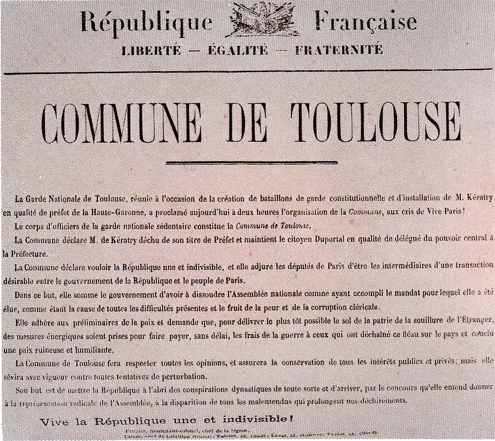 Proclamation de la Commune de Toulouse le 25 mars 1871