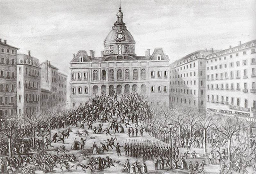 Assaut de l'Hôtel de Ville le 24 mars 1871. Dessin anonyme, fin XIXe s.
