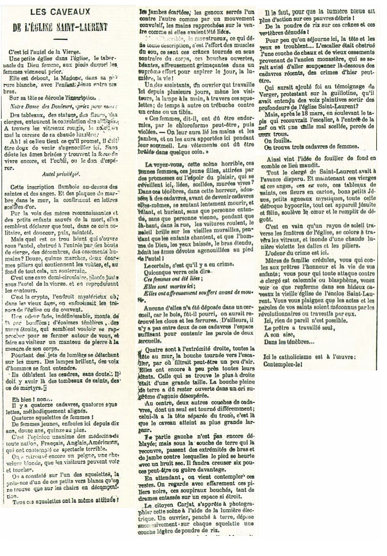 Dans le Cri du peuple du 10 mai, l’article (non signé) qui fera ensuite l’objet d’un fascicule vendu 10 centimes. (Source : archivesautonomies.org)