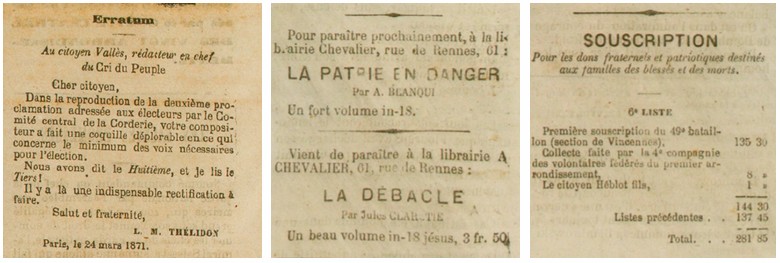 Cri du Peuple - Les brèves (Sources : archivesautonomies.org)