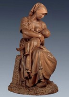 Jules Dalou Paysanne française allaitant, 1873, terre cuite  - Victoria and albert Museum