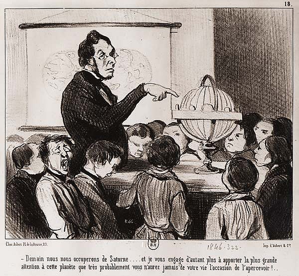 Loi Guizot du 28 juin 1833 sur l'enseignement primaire public - Caricature de Daumier sur l'école (BNF)