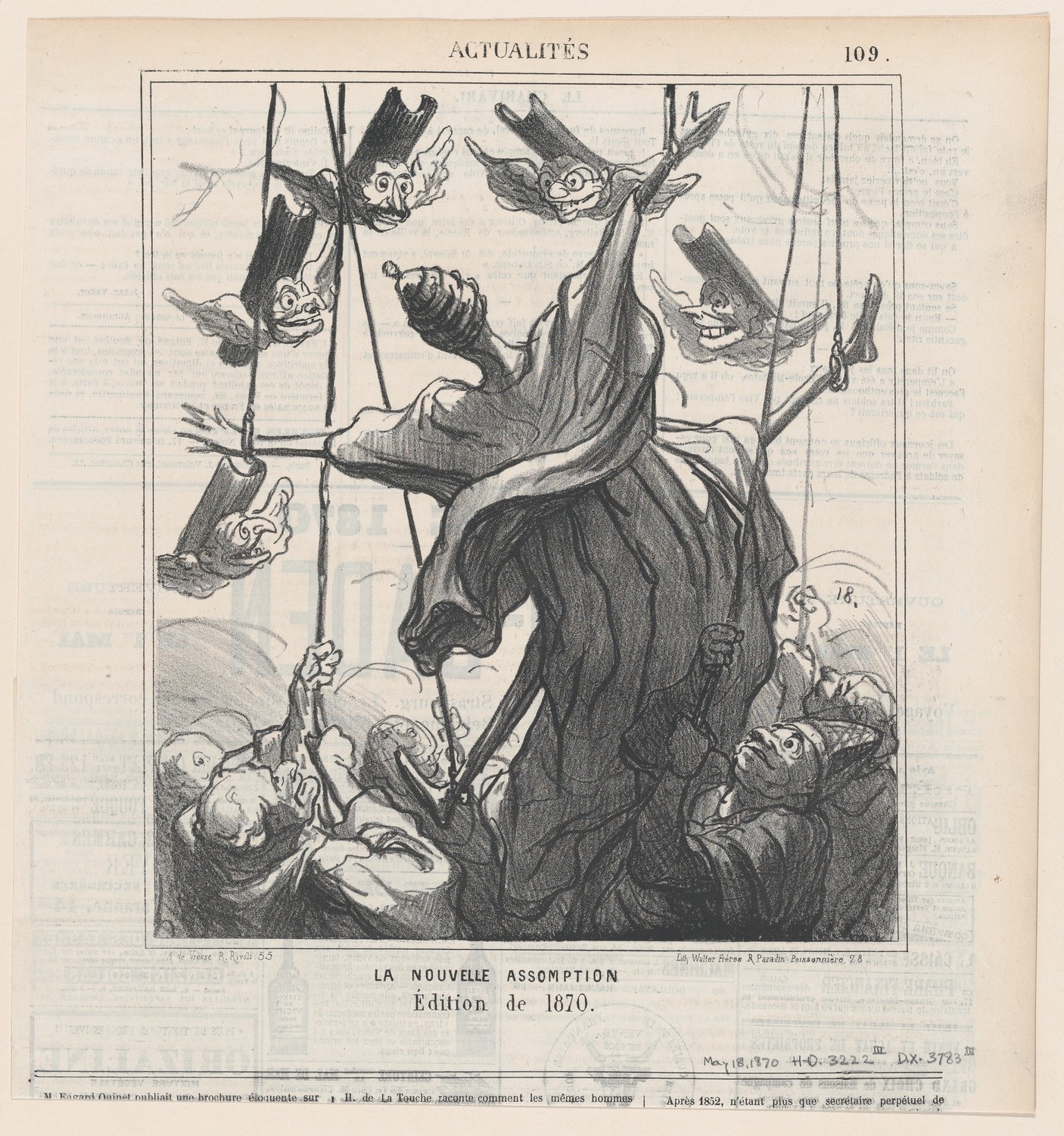 fig. 15 : Honoré Daumier, « La nouvelle assomption ». (source : Charivari du 18 mai 1870)
