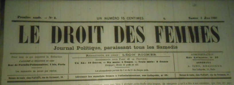 Le Droit des femmes, hebdomadaire créé par Léon Richer