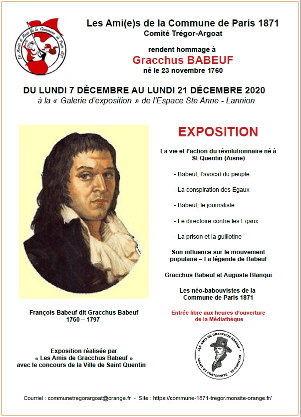 Affiche de l’exposition sur Graccus Babeuf organisée par les Amies et Amis de la Commune de Paris 1871 - Comité Trégor-Argoat.