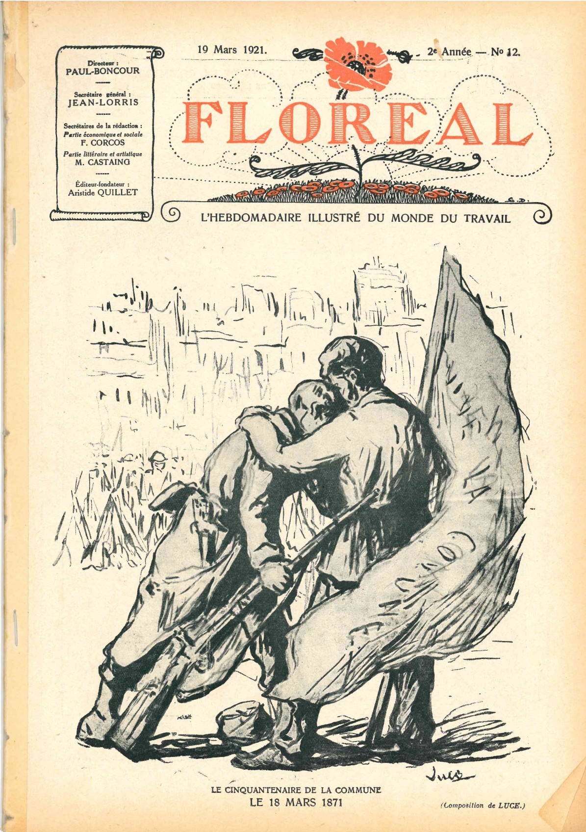 Floréal, l'hebdomadaire illustré du monde du travail - n° 12, du 19 mars 1921