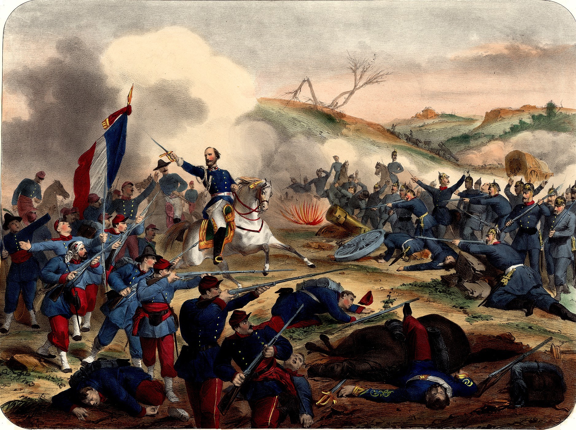 Garibaldi à la bataille de dijon 21-23 janvier 1871 - Anonyme, lithographie, colorié (CC0 Paris Musées / Musée Carnavalet - Histoire de Paris)