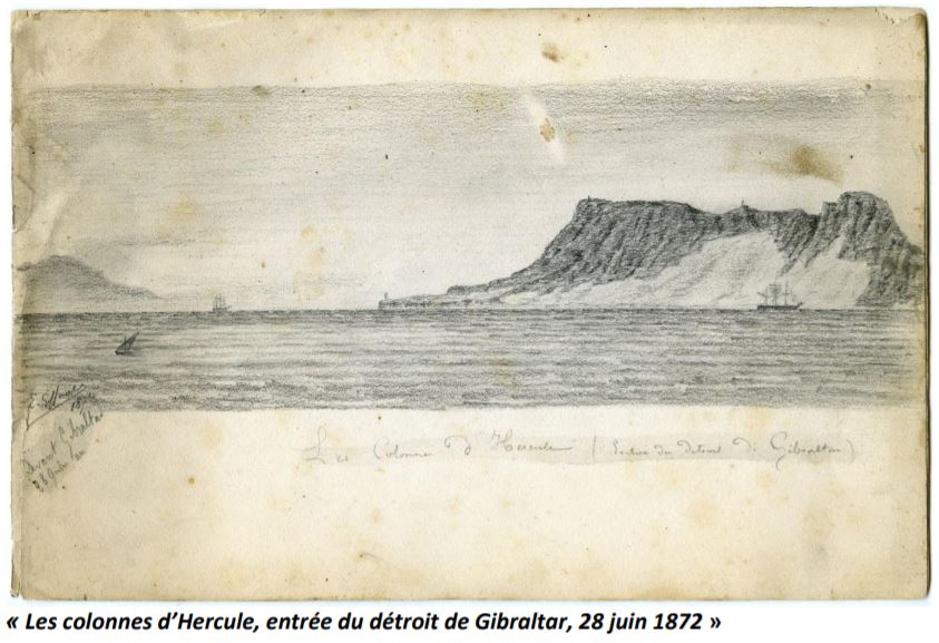 Crayon, papier, 15, 5 x23,5 cm, Signé et daté, à gauche E.Giffault 28 juin 1872 (Archives Indre-et-Loire, Fonds Patrick Fonteneau)