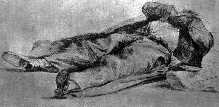 « Un communard endormi sur la galère Aube ». Dessin de Leo Györök
