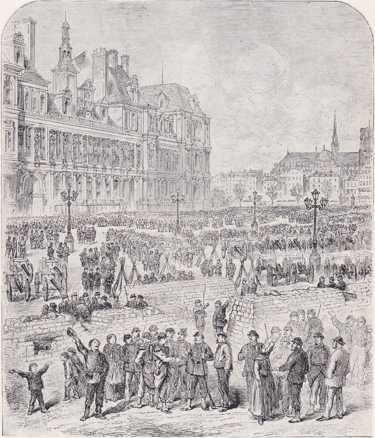 La place de l'Hôtel de Ville de Paris le 18 mars 1871