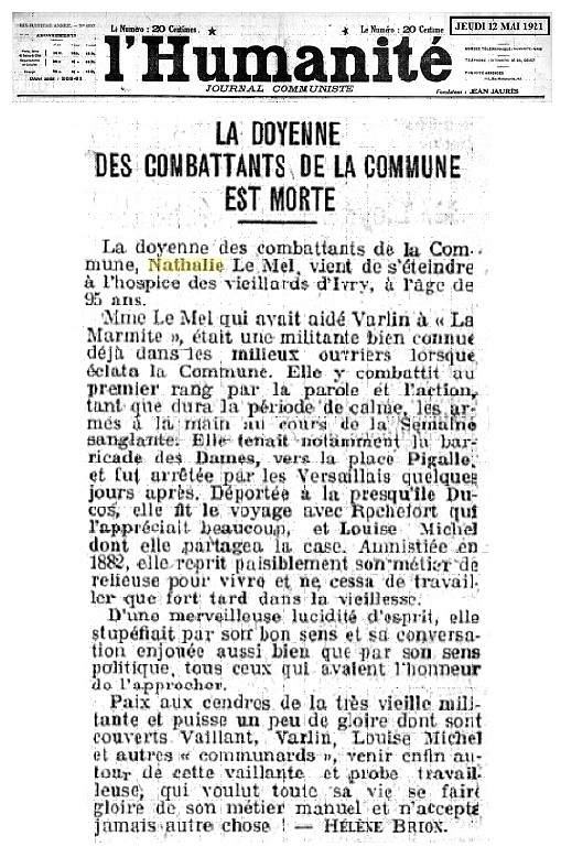 L’Humanité du 12 mai 1921 (colonne de droite, page 2)