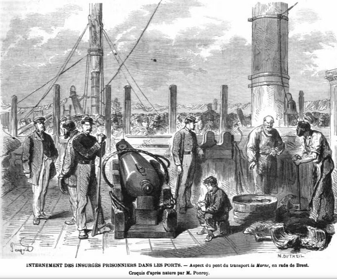 Le pont du transport La Marne en rade de Brest - L'Illustration du 15 juillet 1871