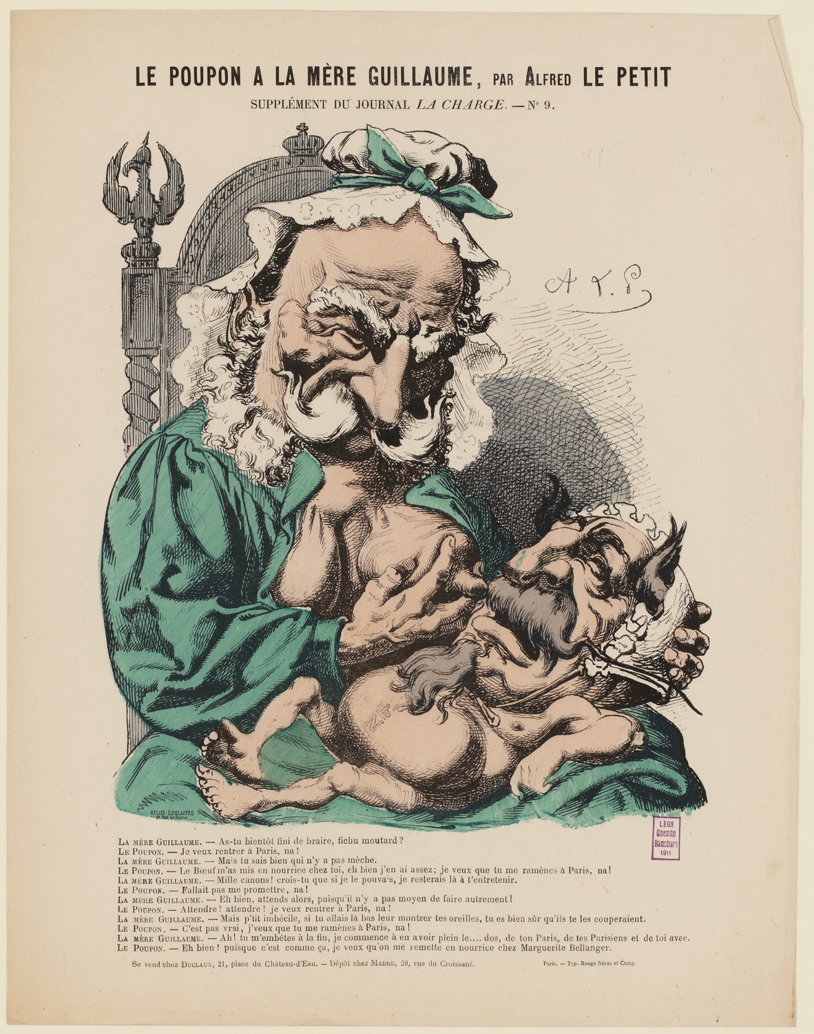 fig. 2 : Alfred Le Petit, « Le poupon à la mère Guillaume », La Charge Supplément n° 9, sd. (source : © Musée Carnavalet – Histoire de Paris)