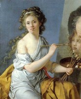 Marie-Guillemine Benoist (1768-1826), Autoportrait copiant le Bélisaire et l'enfant à mi-corps de David, 1786 (Karlsruhe, Staatliche Kunsthalle)