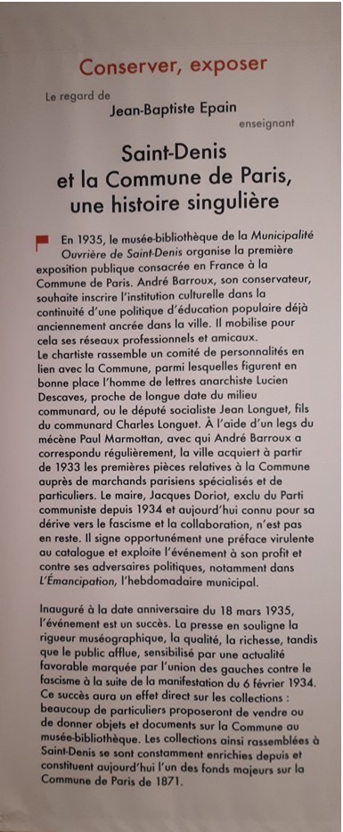 Article pour l'ouverture du Musée de Saint-Denis en 19354
