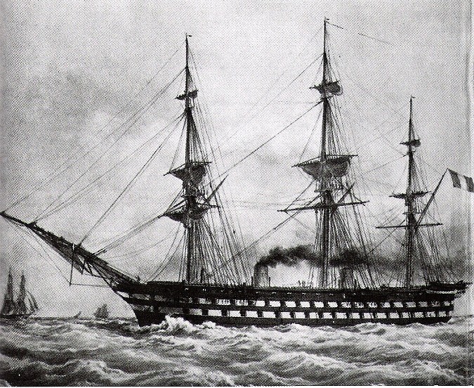 Le Napoléon -1850 (Source Wikipédia https://fr.wikipedia.org/wiki/Napol%C3%A9on_(navire_de_ligne) )