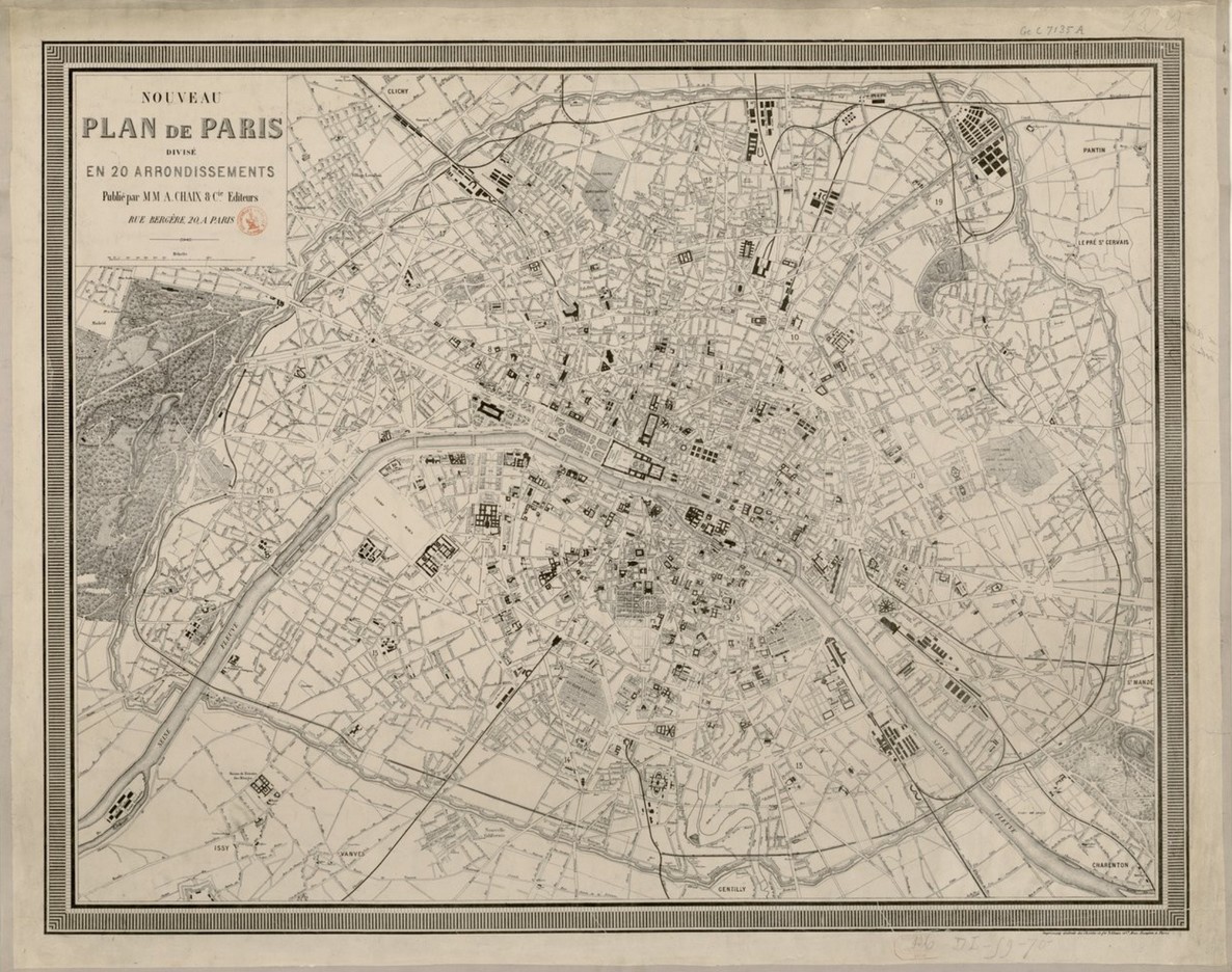 Nouveau plan de Paris 1871 (voir la carte cliquer sur l'image) (BNF - Gallica)
