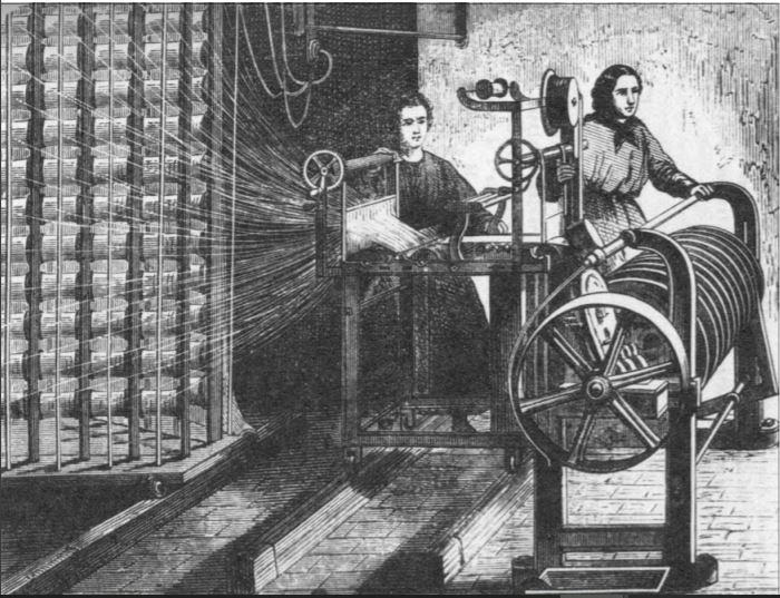 Ouvrières de la filature de lin  "La Foudre" à Petit-Quevilly vers 1870