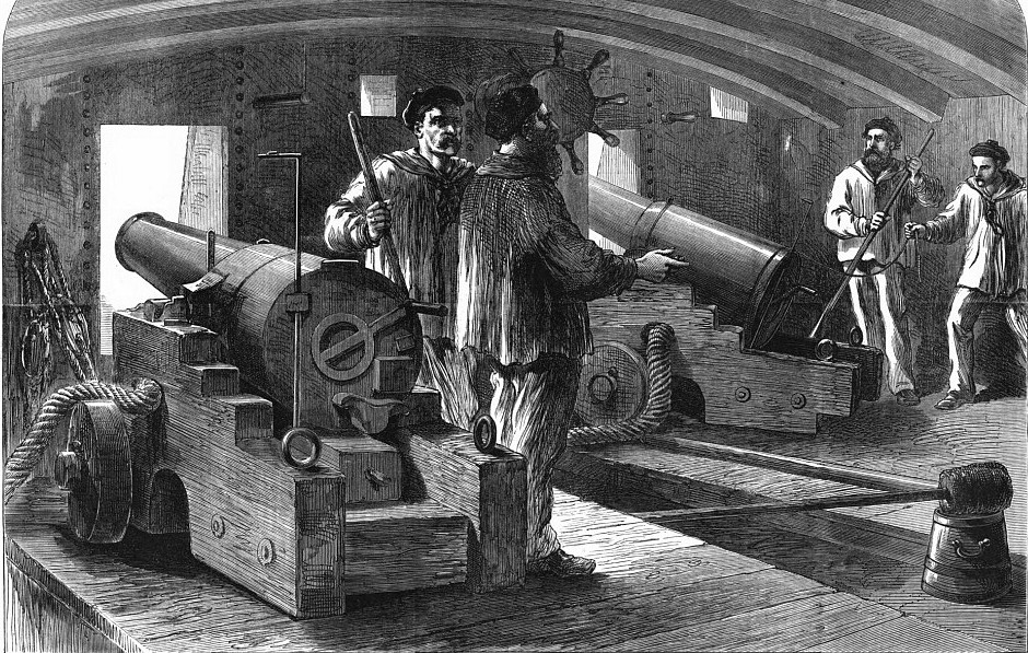 Intérieur d'une canonnière de la Commune - The Illustrated London News du 20 mai 1871