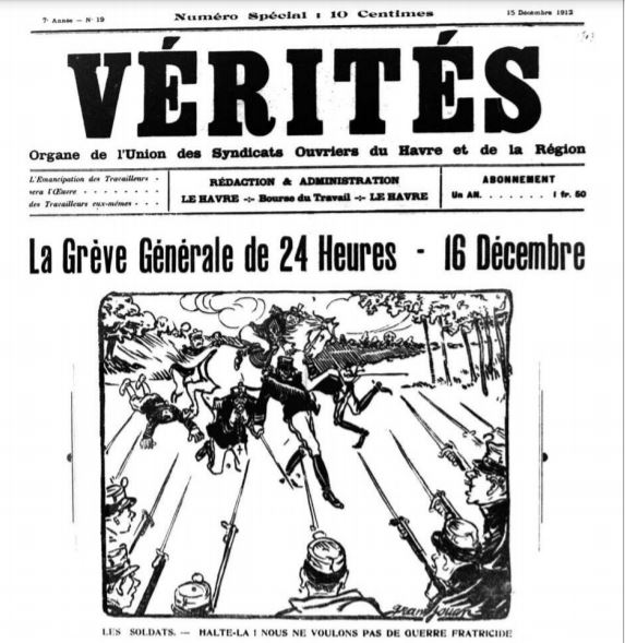Journal "Vérités" Organe de l'Union des Syndicats ouvriers du Havre et de sa région (15 décembre 1912)