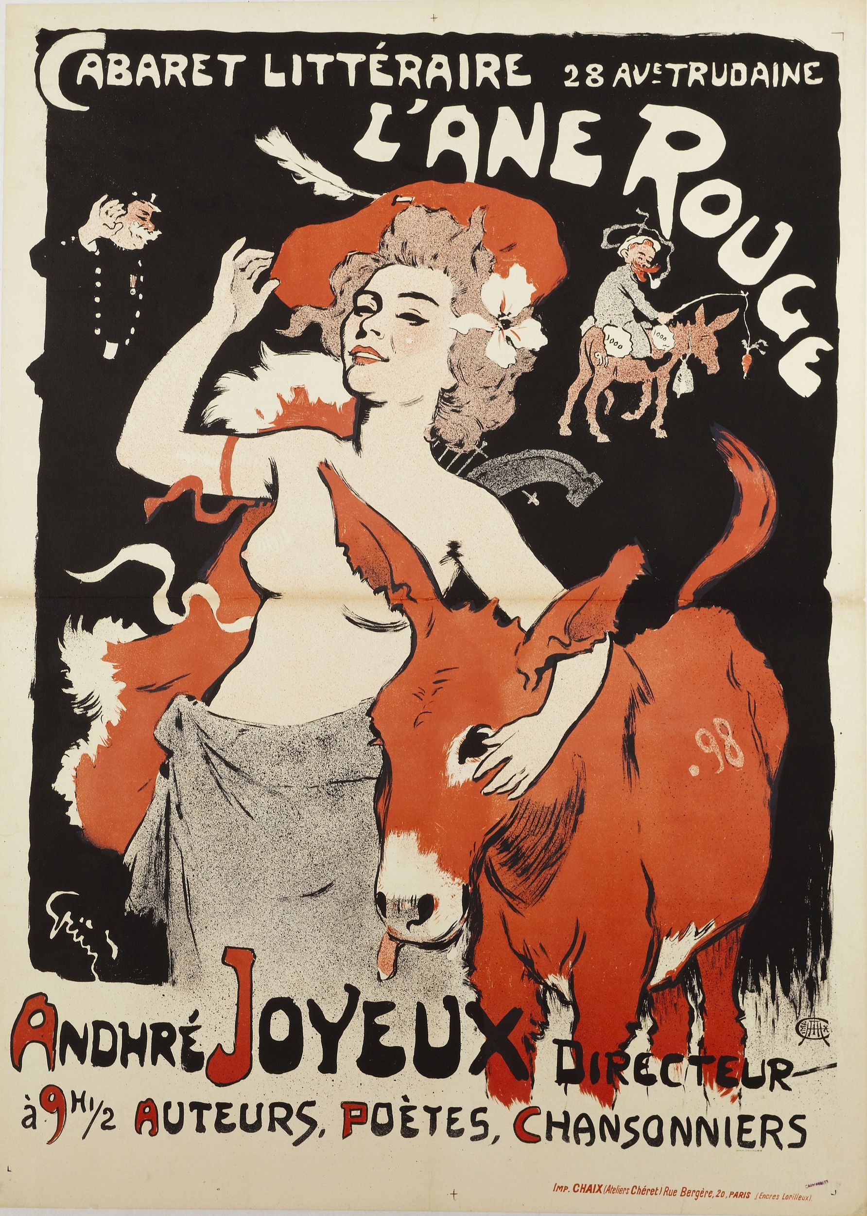 Affiche « L’âne rouge » - Lithographie de Jules Grün, 1898  (source : © Musée Carnavalet – Histoire de Paris)