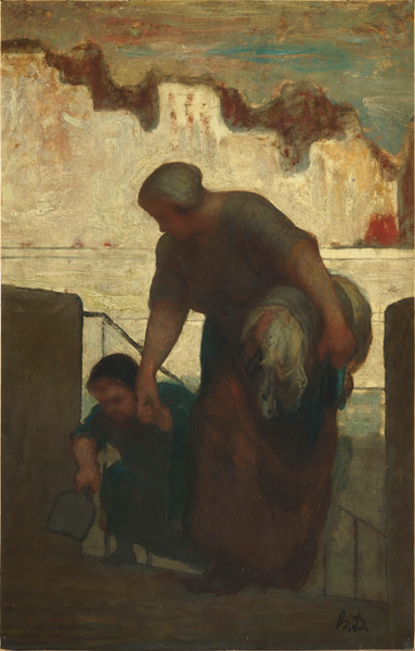 Honoré Daumier La Blanchisseuse vers 1863, huile sur bois