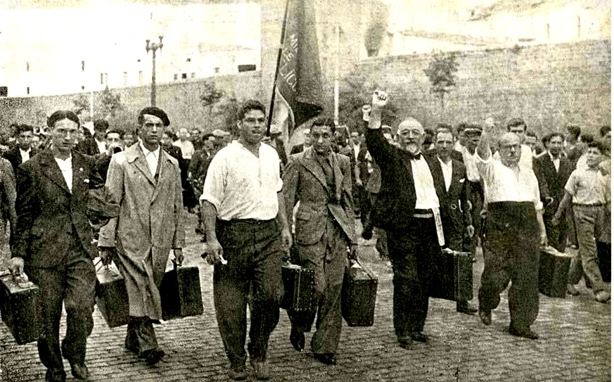 Départ de brigadistes pour l’Espagne, 1936