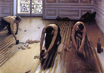 Les raboteurs de parquets de Gustave Caillebotte - 1875 (source : © RMN (MUSÉE D'ORSAY) /HERVÉ LEWANDOWSKI)