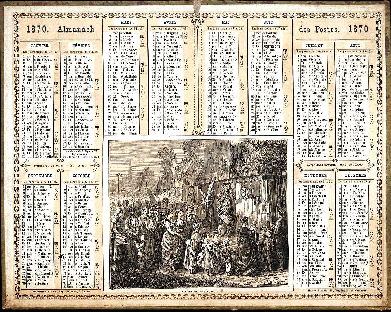 Almanach des postes année 1870