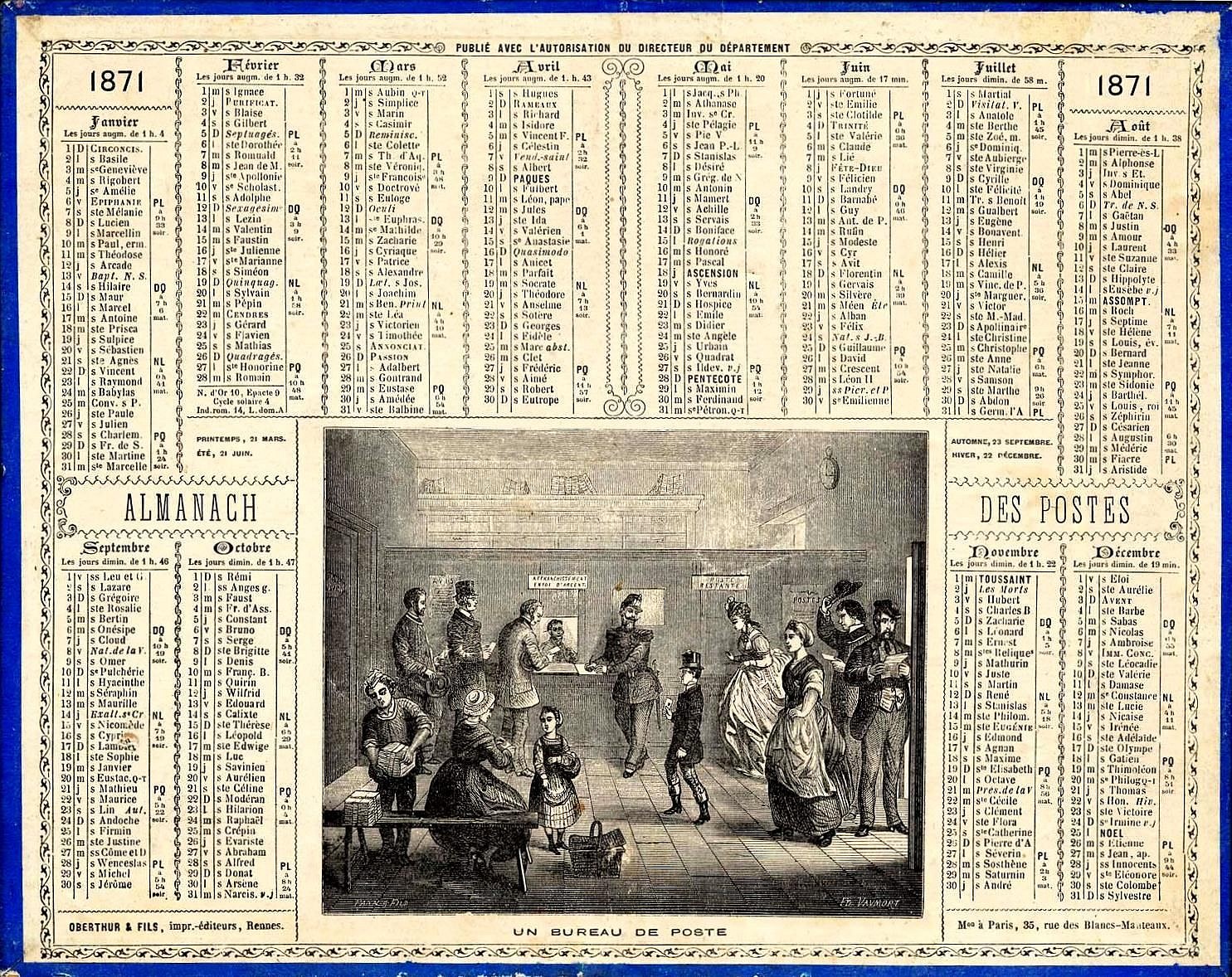 Almanach des postes année 1871