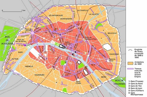 Carte de Paris en 1866