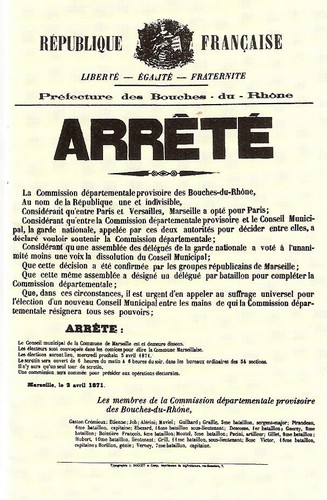 Arrêté des élections pour la Commune de Marseille du 3 avril 1871