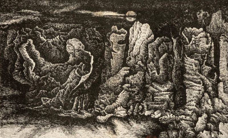 Menhirs volcaniques, Nouvelle-Calédonie, dessin de Louise Michel