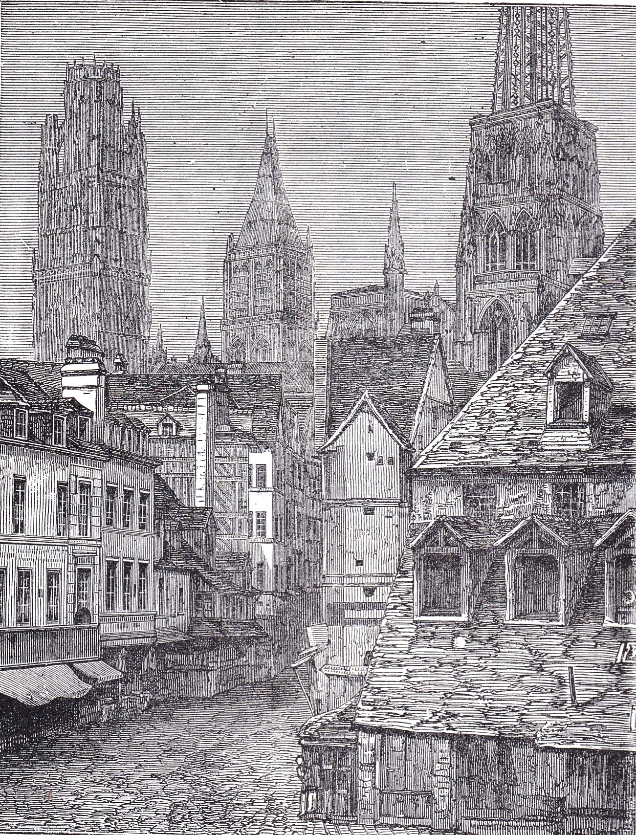 Rouen, gravure vers 1871