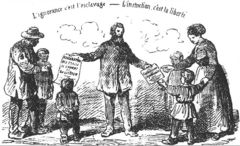 La Commune arrêtée par l'ignorance et la réaction - Caricature de Pilotell La Commune arrêtée par l'ignorance et la réaction - Caricature de Pilotell