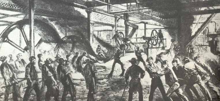 Ouvriers dans une usine fin XIXème