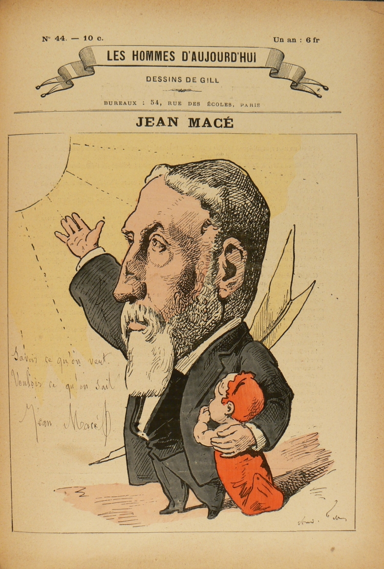 Les Hommes d'aujourd'hui, n°44 (1879). Caricature de Jean Macé par André Gill