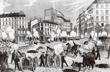 Lyon le 30 avril 1871 - Combat à la Cours de Brosses, dans le quartier de la Guillotière