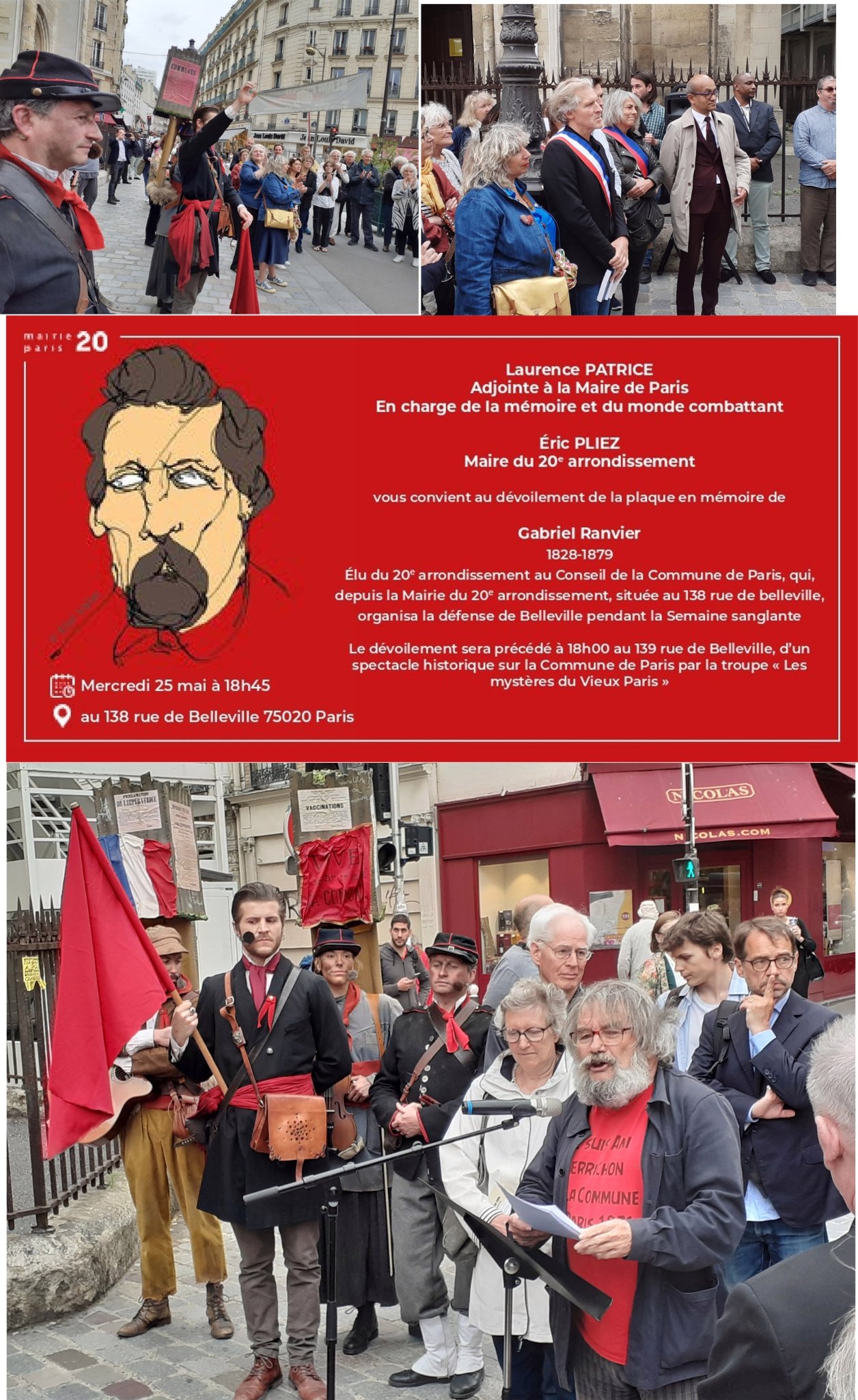 Plaque en hommage à Gabriel Ranvier à Paris XXe