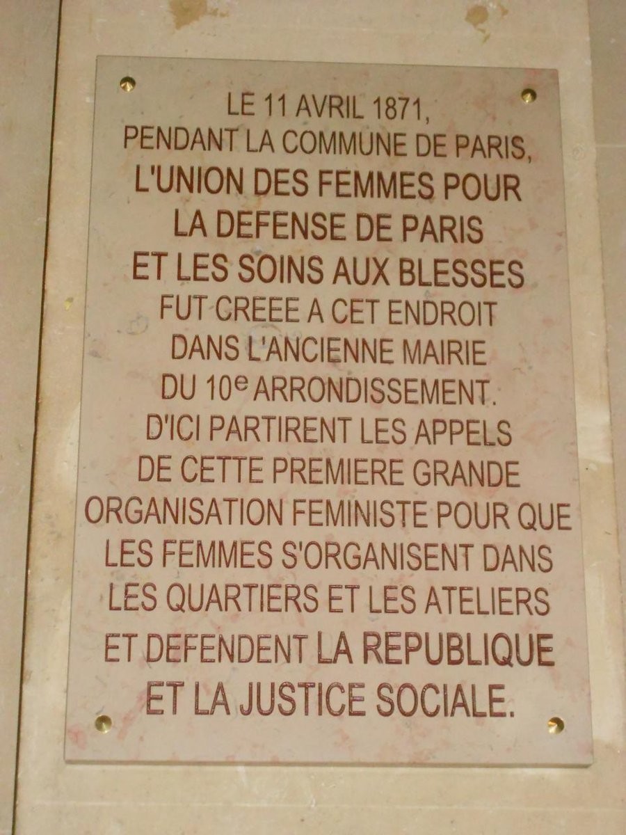 Paque à la Mairie de Paris XIe - 11 avril 1871 création de ‘’L’union des femmes pour la défense de Paris et les soins aux blessés’’