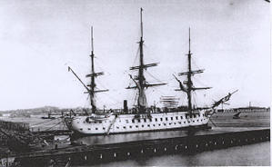 L'Yonne, vaisseau à hélice (1850-1876), en rade de Brest du 31 mai 1871 au 3 décembre 1871. 