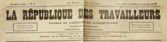 En-tête du numéro 5 du 3 février 1871 (15 pluviose, an 79)